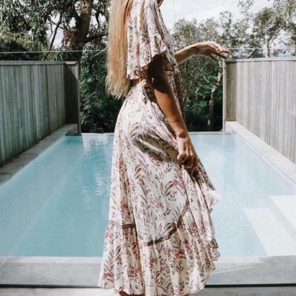 New Boho Summer Floral Hi Low Open Back Dress - Picture 4 of 12